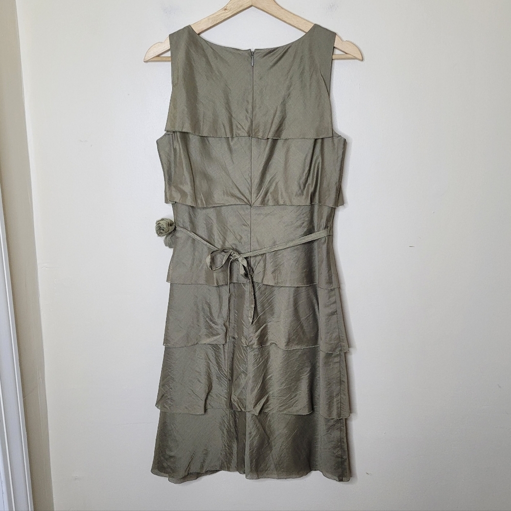 Talbots Tiered Midi Dress Rosette Belt Size 6 100% Cotton - Picture 4 of 6
